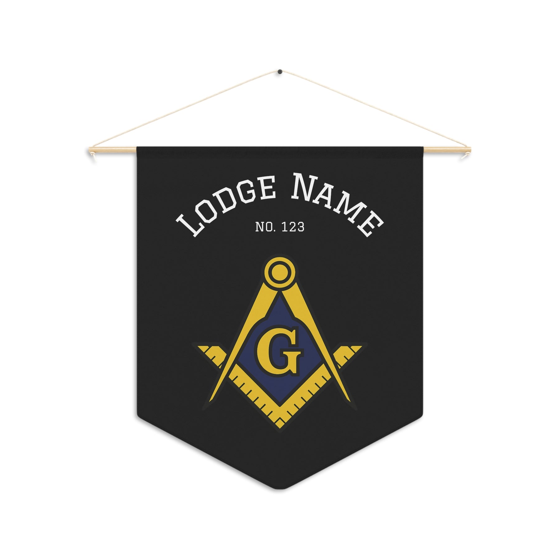 Master Mason Blue Lodge Pennant - Gold Square & Compass G with Personalization - Bricks Masons