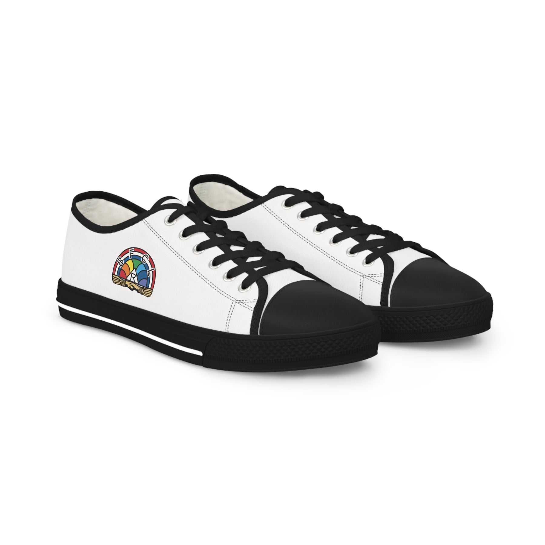 International Order Rainbow For Girls Sneaker - Low Top Sneaker Black & White Colorful Emblem - Bricks Masons