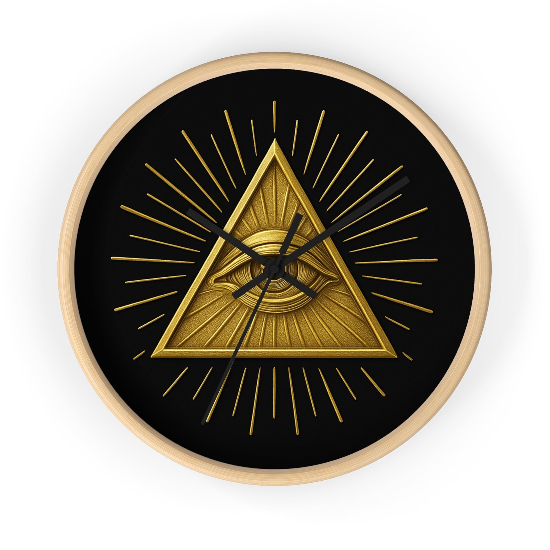 Eye of Providence Clock - Sacred Triangle Eye Emblem on Wooden Frame - Bricks Masons