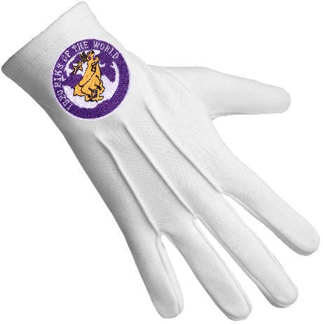 Elks of the World Gloves - White Cotton Buck and Doe