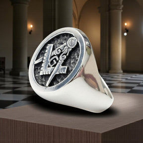 Fellow Craft Masonic Ring, Silver, 1.6 cm, 8 gr, Art 50 - Bricks Masons