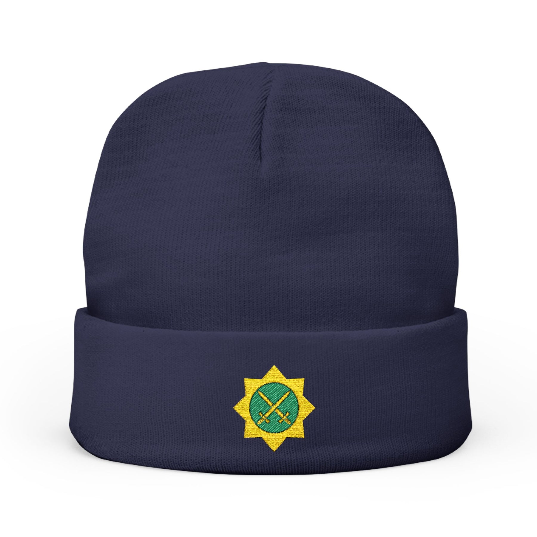 Red Cross of Babylone Beanie - Knit Embroidery Emblem - Bricks Masons