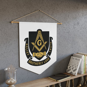Master Mason Blue Lodge Pennant - Relief Brotherly Love Truth - Bricks Masons