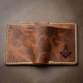 Master Mason Blue Lodge Wallet - Handmade Leather