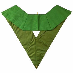 5th Degree Scottish Rite Collar - Green Moire Machine Embroidery - Bricks Masons