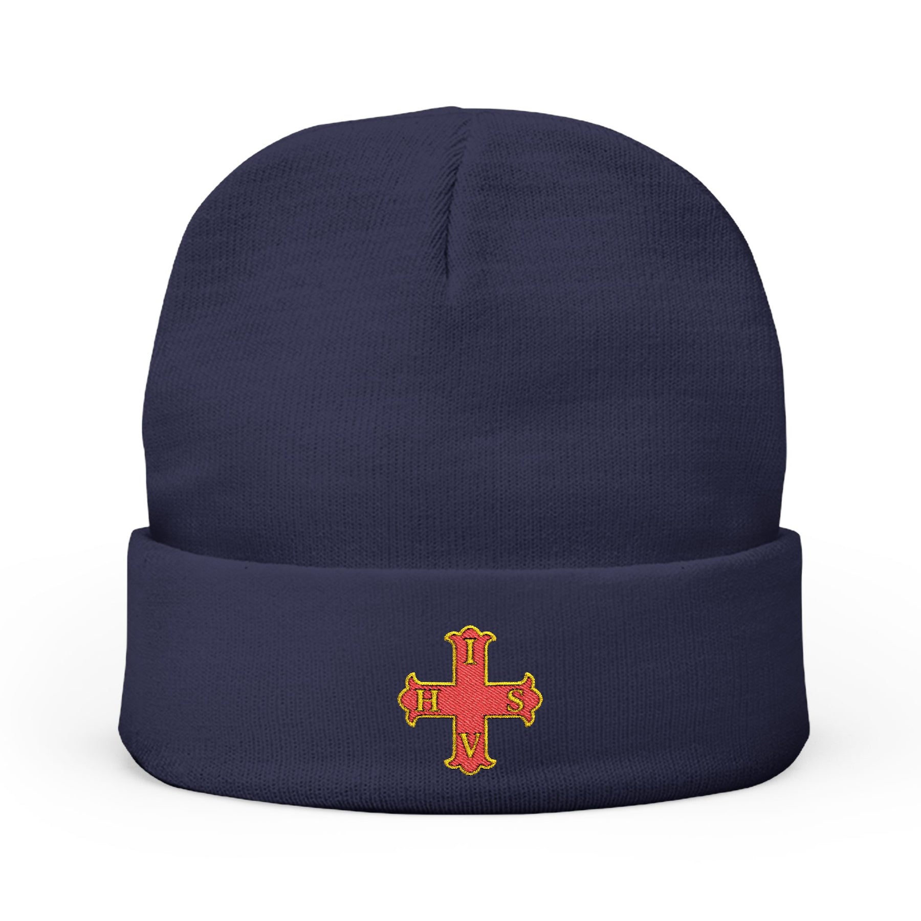 Red Cross of Constantine Beanie - Knit Embroidery Emblem - Bricks Masons