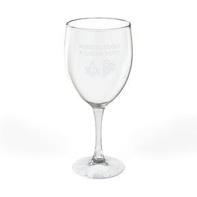 Master Mason Blue Lodge Wine Glass - Working Tools & Tasting Notes Square & Compass G