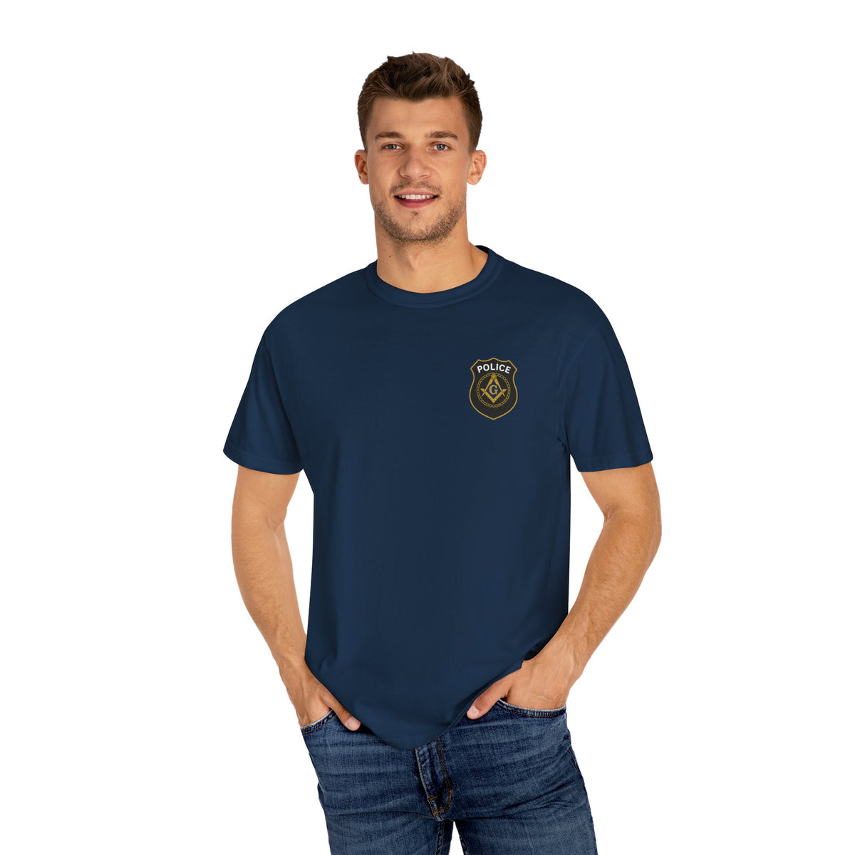 Master Mason Blue Lodge T-Shirt - Police Mason Garment-Dyed Tee - Bricks Masons