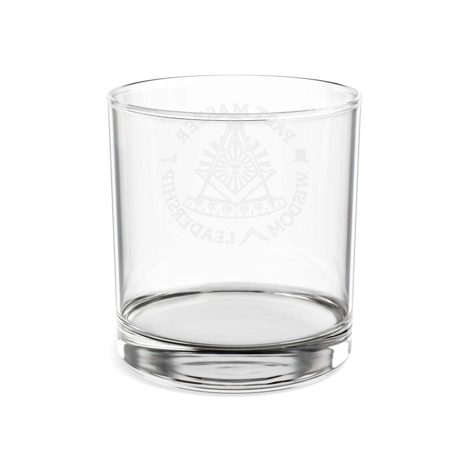 Past Master Blue Lodge Whiskey Glass - Wisdom Leadership S&C Quadrant Sun Emblem - Bricks Masons
