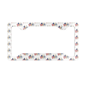 Master Mason Blue Lodge License Plate Frame - Crossed Flags Sleek Metal - Bricks Masons