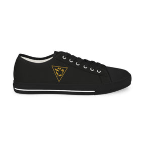 Grand Tiler of Solomon Sneaker - Low Top Sneaker Black & White Golden Emblem - Bricks Masons