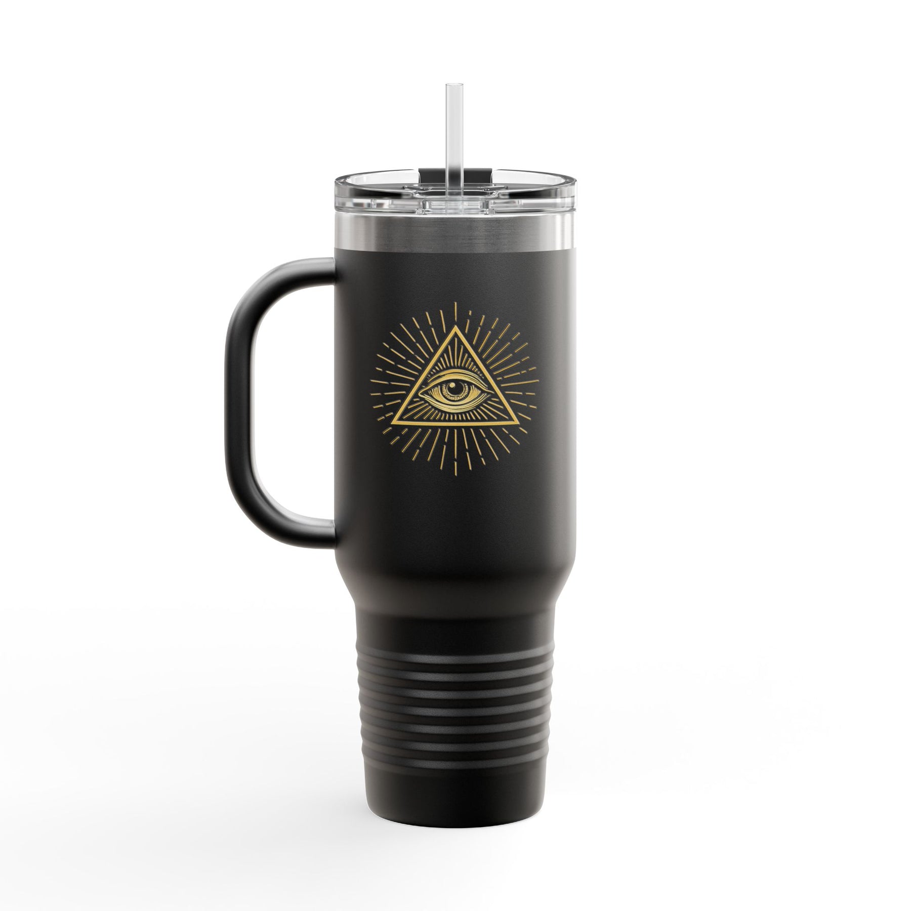 Eye of Providence Ringneck Tumbler - Black & Gold Stainless Steel & Insulated - Bricks Masons