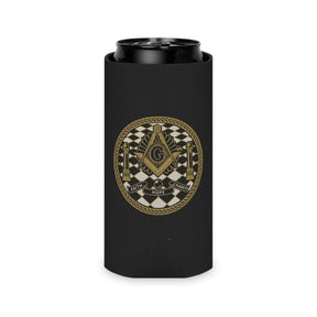 Master Mason Blue Lodge Can Cooler - Faith Hope Charity Gold Square & Compass - Bricks Masons