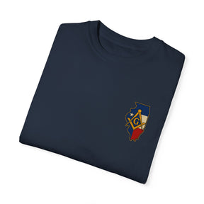 Master Mason Blue Lodge T-Shirt - Garment-Dyed Illinois Mason - Bricks Masons