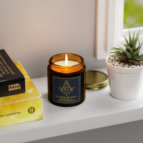Master Mason Blue Lodge Candle - Let There Be Light Scented Coconut Apricot Wax - Bricks Masons
