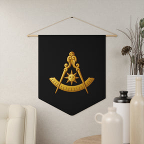 Past Master Blue Lodge Pennant - Quadrant with Sun and Compass Emblem - Bricks Masons