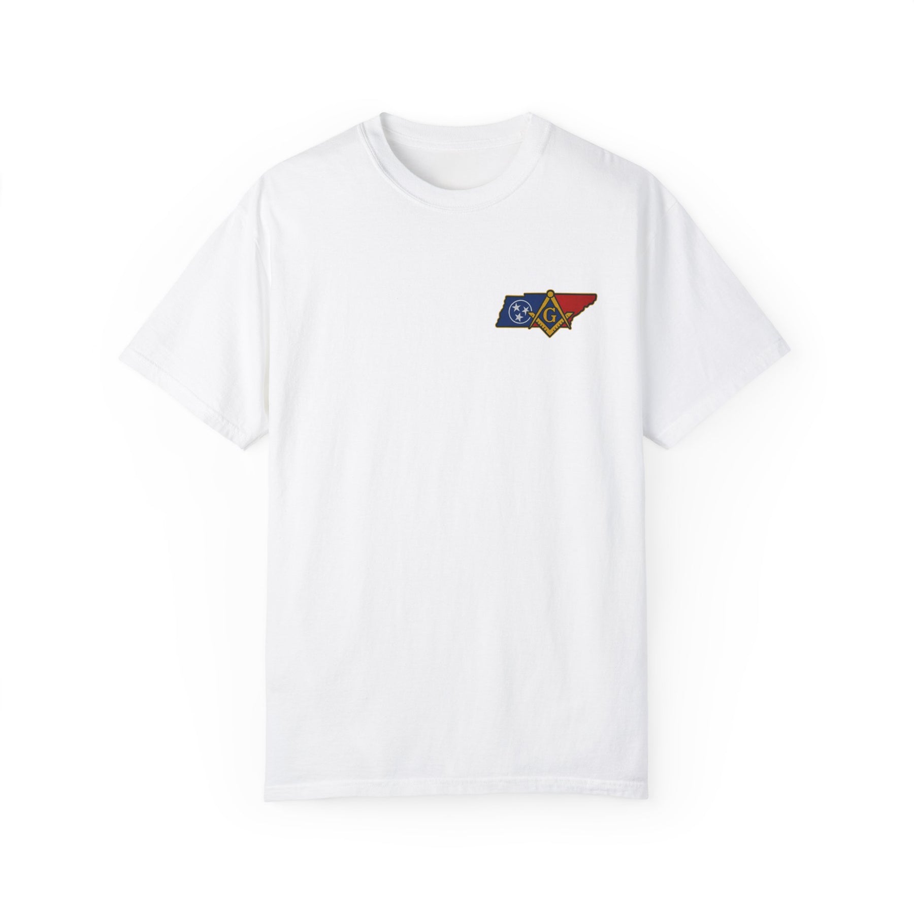 Master Mason Blue Lodge T-Shirt - Garment-Dyed Tennessee Mason - Bricks Masons