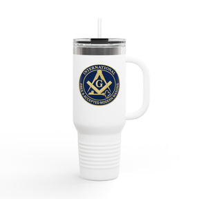 International Masons Ringneck Tumbler - Blue & White Stainless Steel & Insulated - Bricks Masons