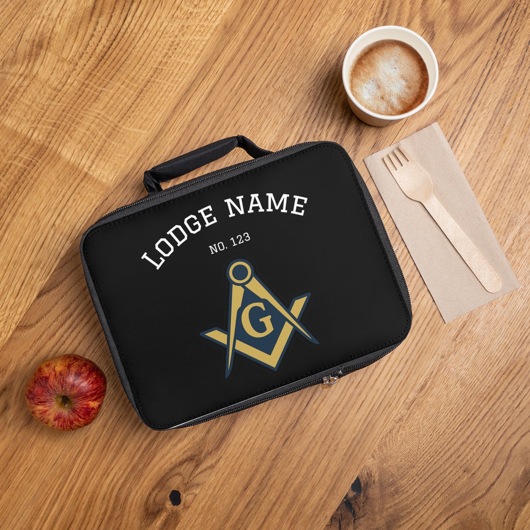 Master Mason Blue Lodge Lunch Bag - Fully Insulated Zipper Closure Customizable - Bricks Masons