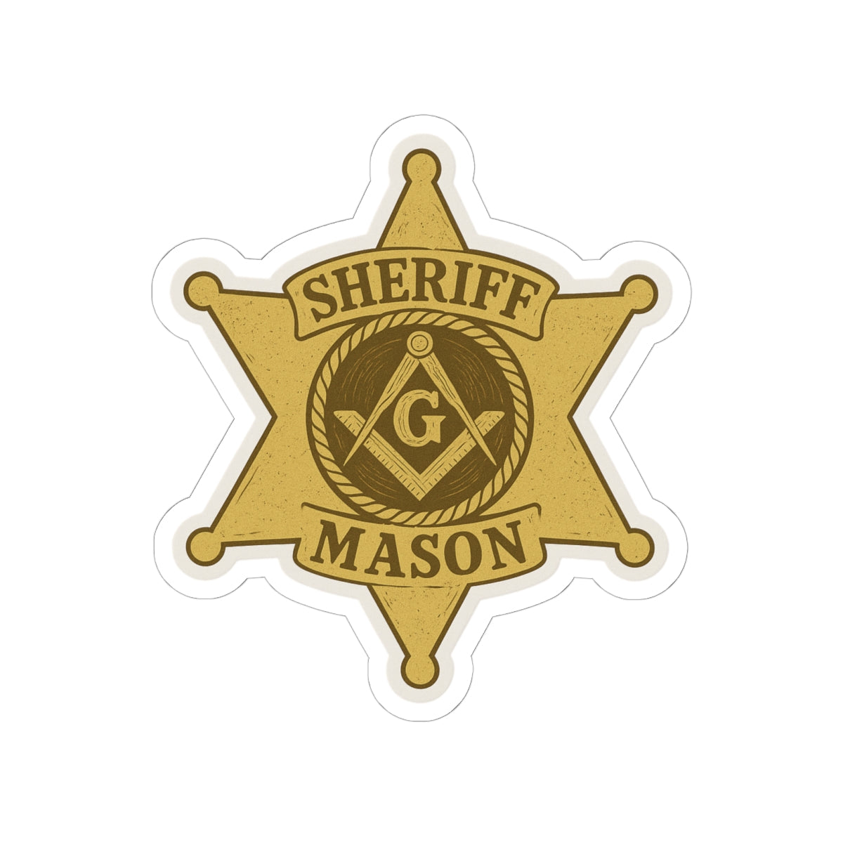 Master Mason Blue Lodge Sticker Decal - Kiss-Cut Sheriff Star - Bricks Masons