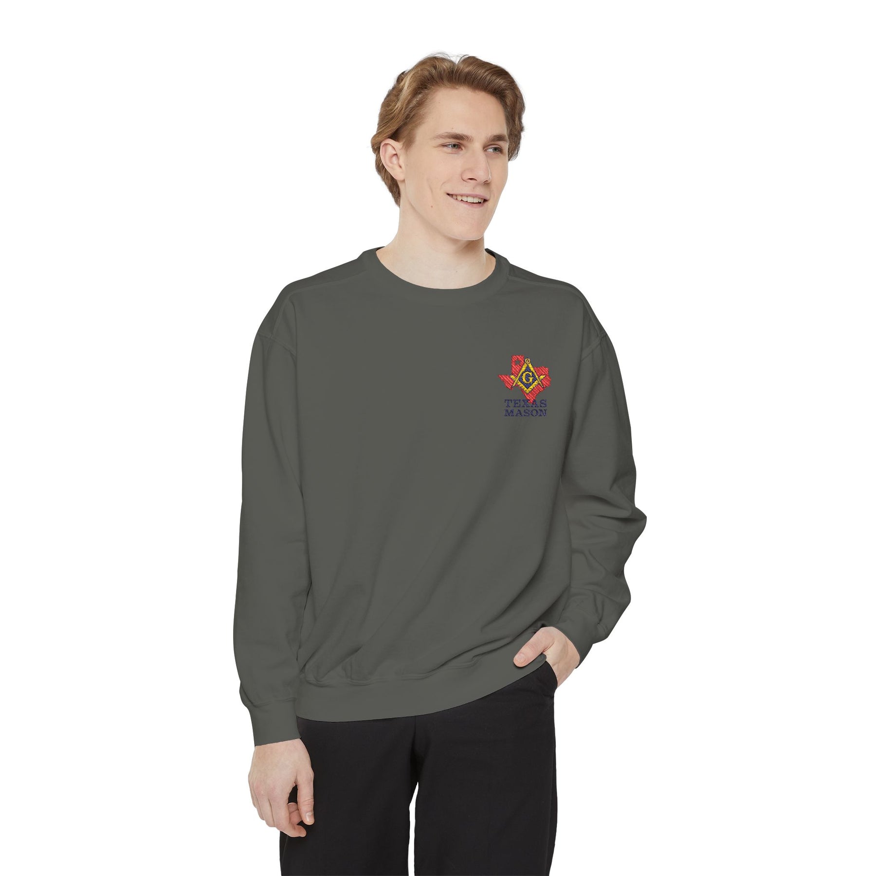 Master Mason Blue Lodge Sweatshirt - Embroidered Emblem Texas Mason - Bricks Masons
