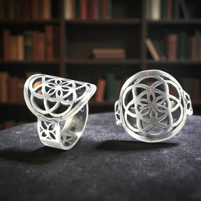 Seed of Life Ring Silver Kabbalah 6 Gr 2 Cm Art 869 - Bricks Masons