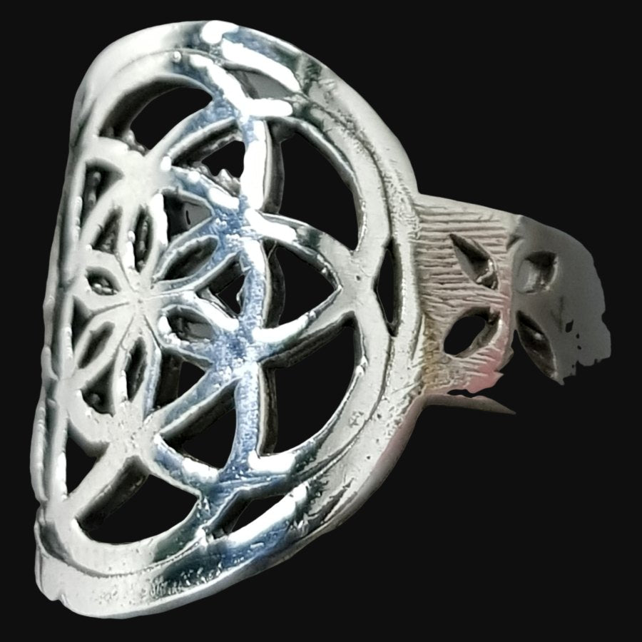 Seed of Life Ring Silver Kabbalah 6 Gr 2 Cm Art 869 - Bricks Masons
