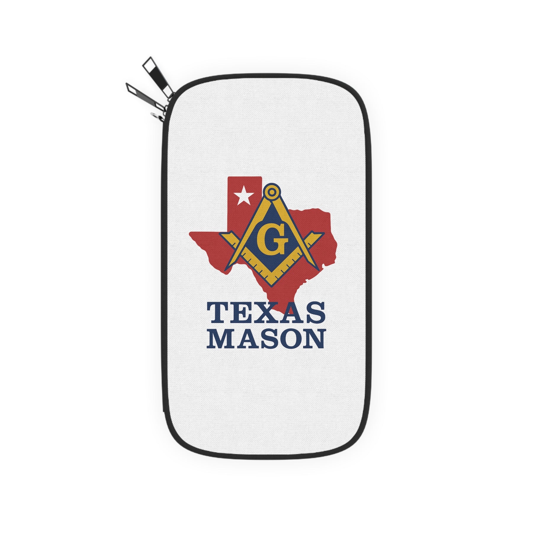 Master Mason Blue Lodge Passport Wallet - White Texas Mason With Shoulder & Wrist Strap - Bricks Masons