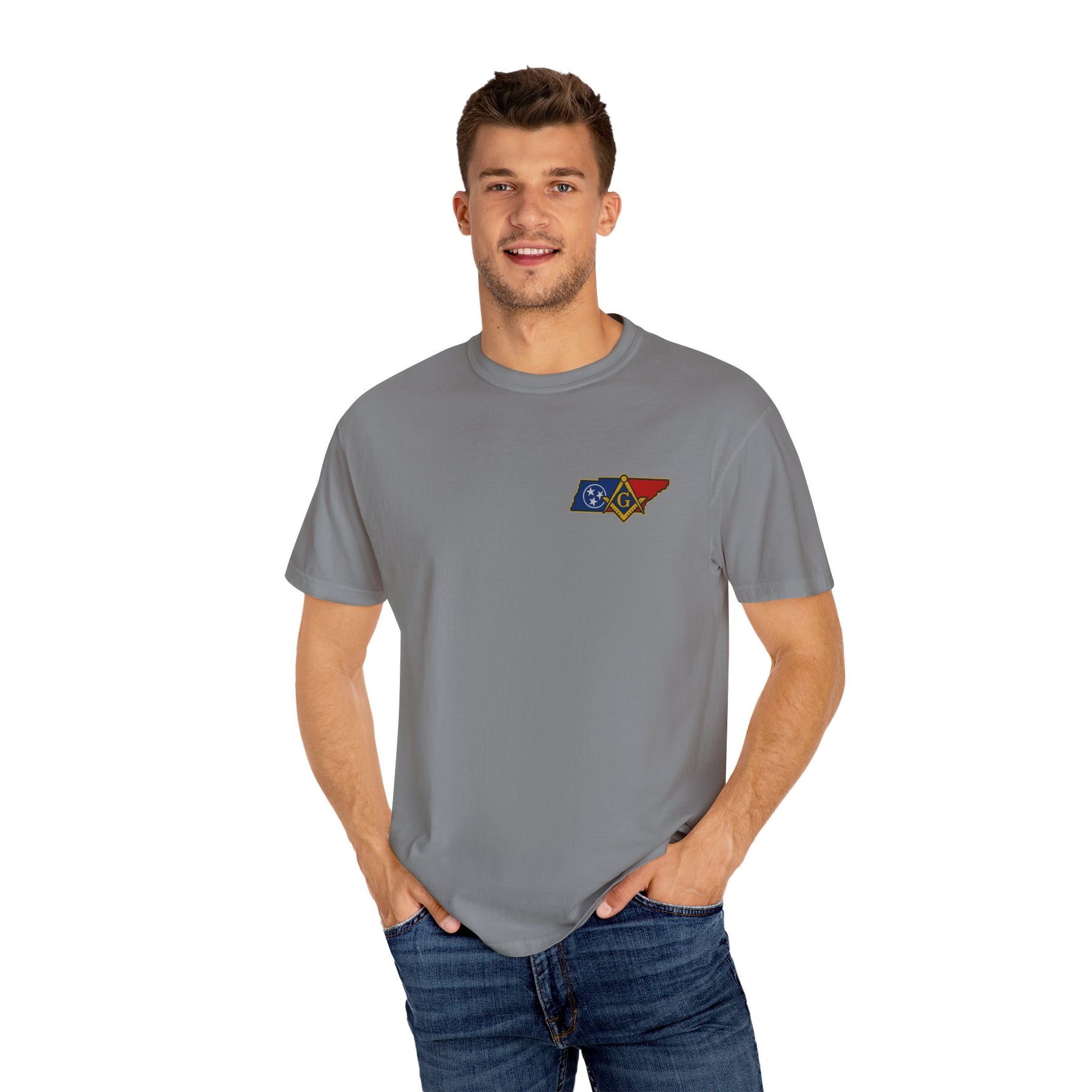 Master Mason Blue Lodge T-Shirt - Garment-Dyed Tennessee Mason - Bricks Masons
