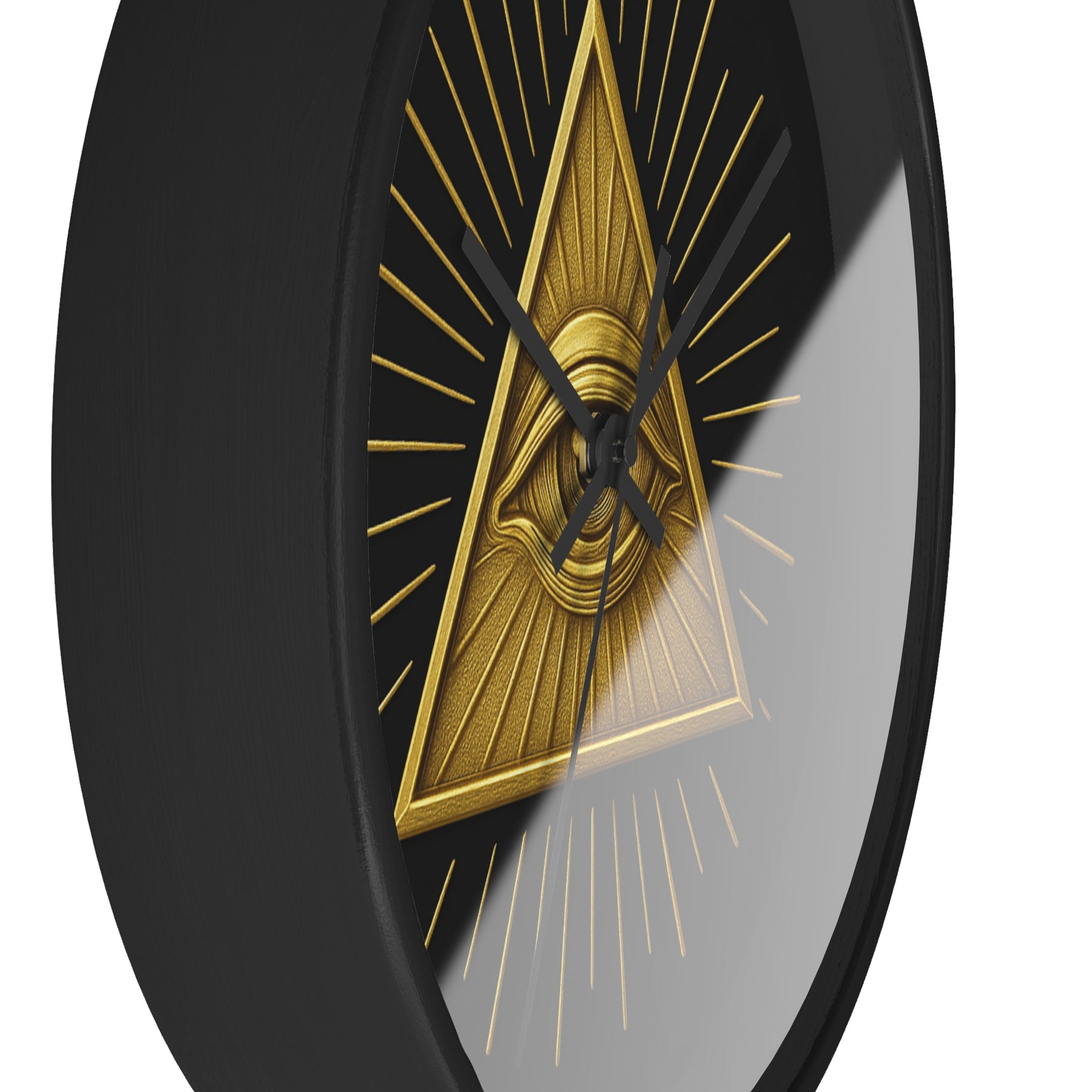 Eye of Providence Clock - Sacred Triangle Eye Emblem on Wooden Frame - Bricks Masons