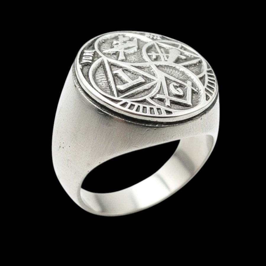 Mason Ring York Rite Silver Freemasonry 13 Gr 1.8 Cm Art 887 - Bricks Masons