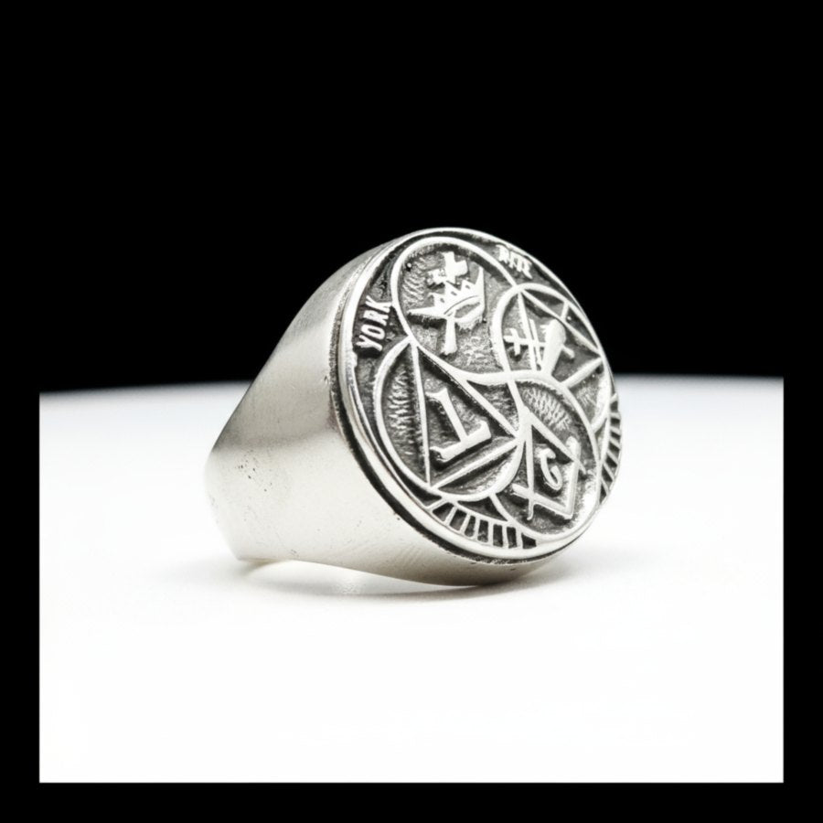 Mason Ring York Rite Silver Freemasonry 13 Gr 1.8 Cm Art 887 - Bricks Masons