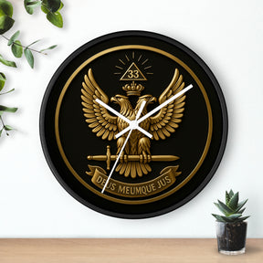 33rd Degree Scottish Rite Clock - Eagle Emblem with “Deus Meumque Jus 33” - Bricks Masons