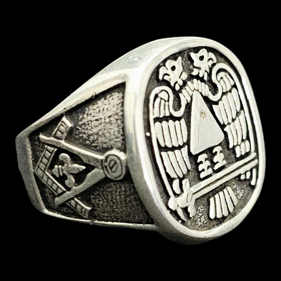 Masonic Ring Double-Headed Eagles Silver 2 cm 19 g Art 891 - Bricks Masons