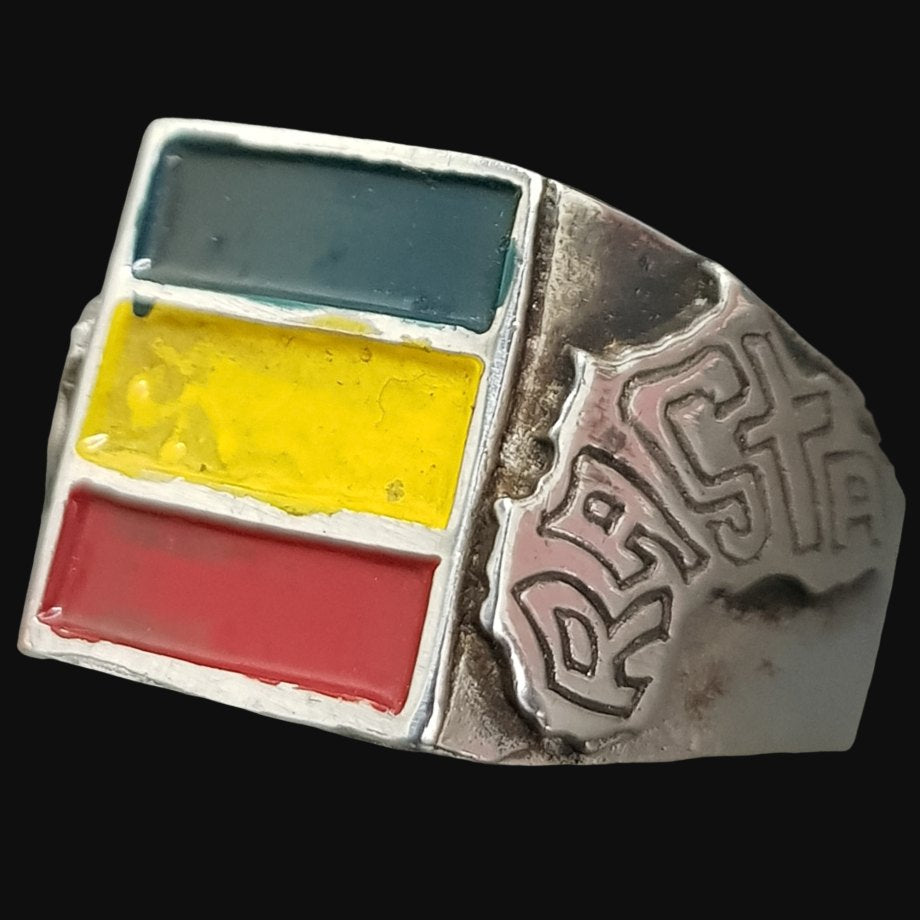 Rastafari Ring African Flag Silver 11 Gr 1.1 Cm Art 898 - Bricks Masons