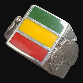 Rastafari Ring African Flag Silver 11 Gr 1.1 Cm Art 898 - Bricks Masons