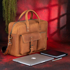 Council Briefcase - Brown Leather - Bricks Masons