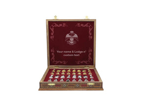 33rd Degree Scottish Rite Chess Set - Wings Down Wood Mosaic Pattern - Bricks Masons