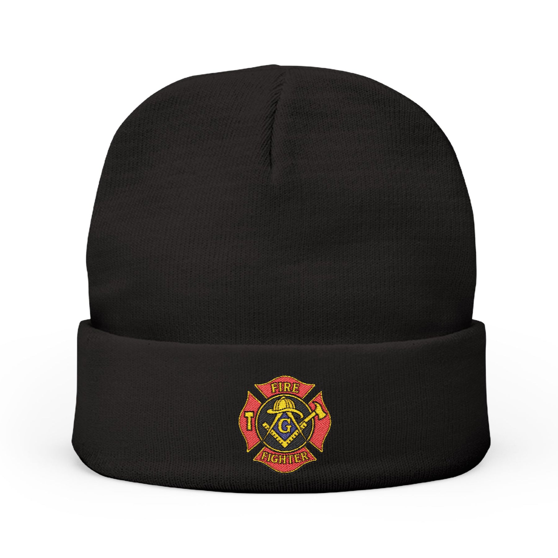 Master Mason Blue Lodge Beanie - Knit Embroidery Firefighter Mason Square & Compass G - Bricks Masons