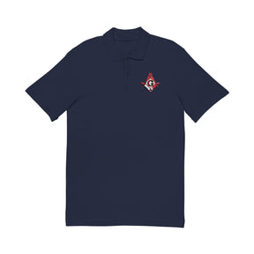 Master Mason Blue Lodge Canada Jurisdiction Polo Shirt - Embroidered S&C Canada Flag - Bricks Masons