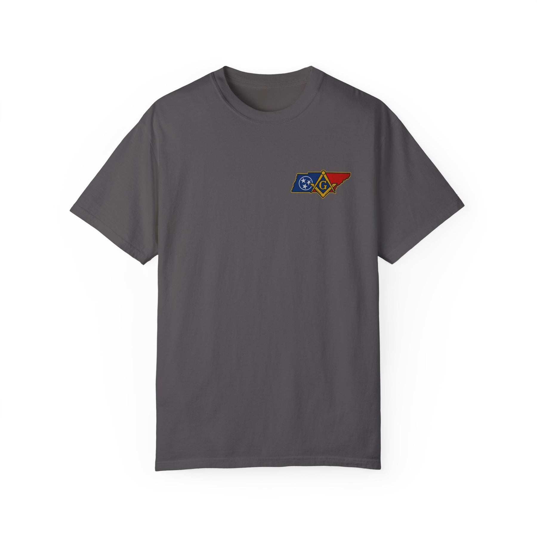 Master Mason Blue Lodge T-Shirt - Garment-Dyed Tennessee Mason - Bricks Masons