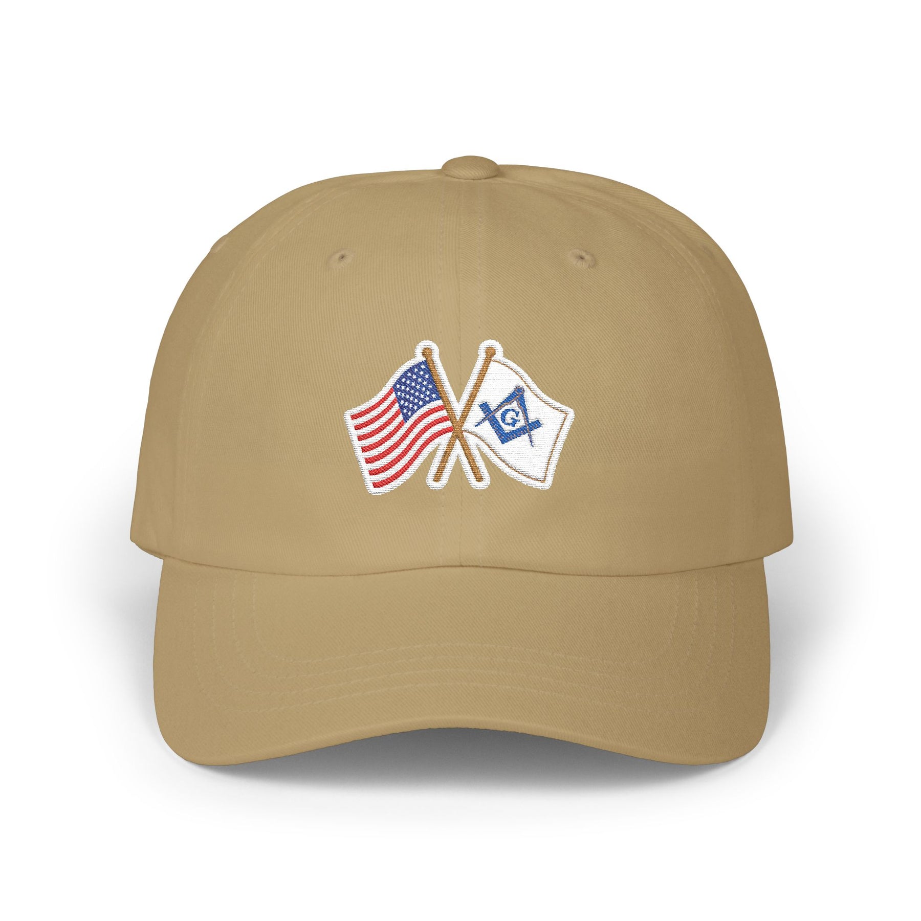 Master Mason Blue Lodge Baseball Cap - Cotton Various Colors Crossed Flags - Bricks Masons