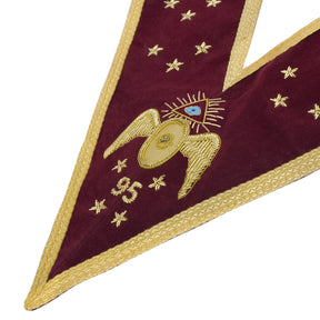 95th Degree Memphis Misraim Collar - Burgundy Velvet With Gold Braid