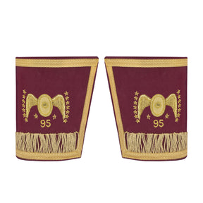 95th Degree Memphis Misraim Cuff - Burgundy Velvet Golden Braid Hand Embroidered