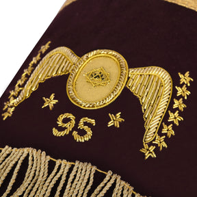 95th Degree Memphis Misraim Cuff - Maroon Velvet Golden Braid Hand Embroidered