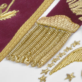 95th Degree Memphis Misraim Regalia Set - Burgundy & Gold Hand Embroidery
