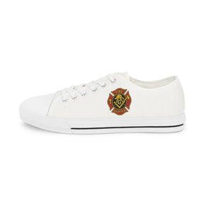 Master Mason Blue Lodge Sneaker - Low Top Sneaker Black & White Firefighter Mason - Bricks Masons