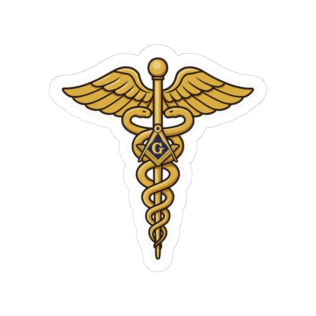 Master Mason Blue Lodge Sticker Decal - Kiss-Cut Gold Medical Doctor - Bricks Masons