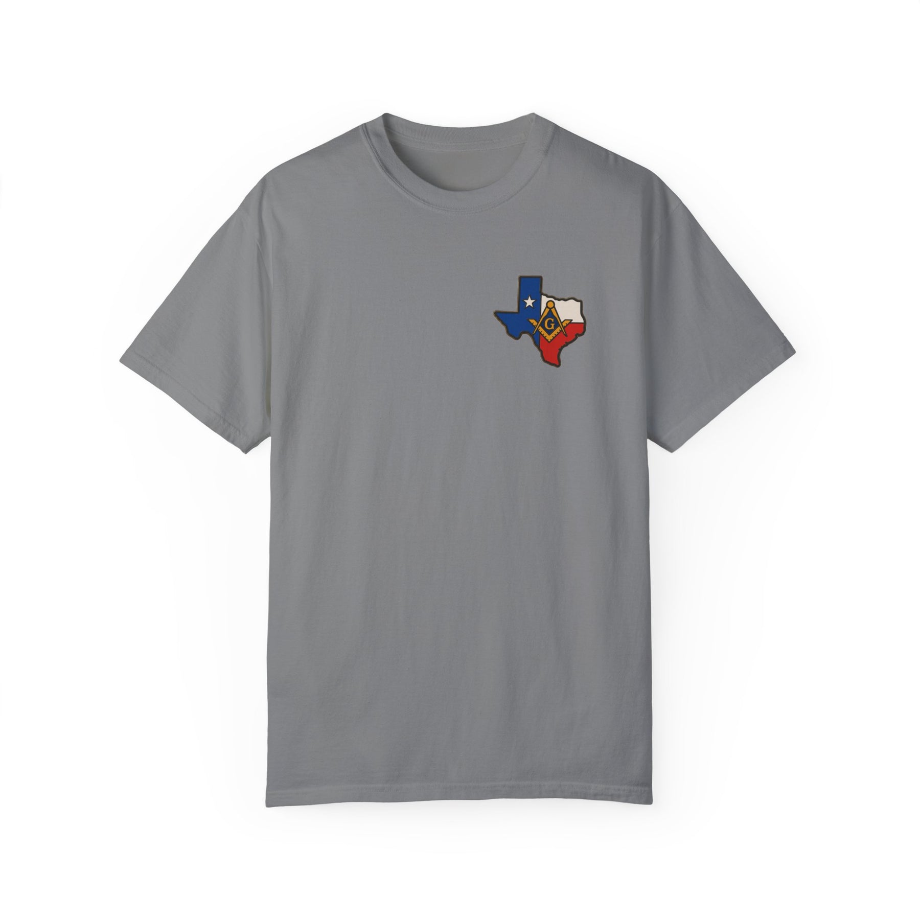 Master Mason Blue Lodge T-Shirt - Garment-Dyed Texas Mason - Bricks Masons