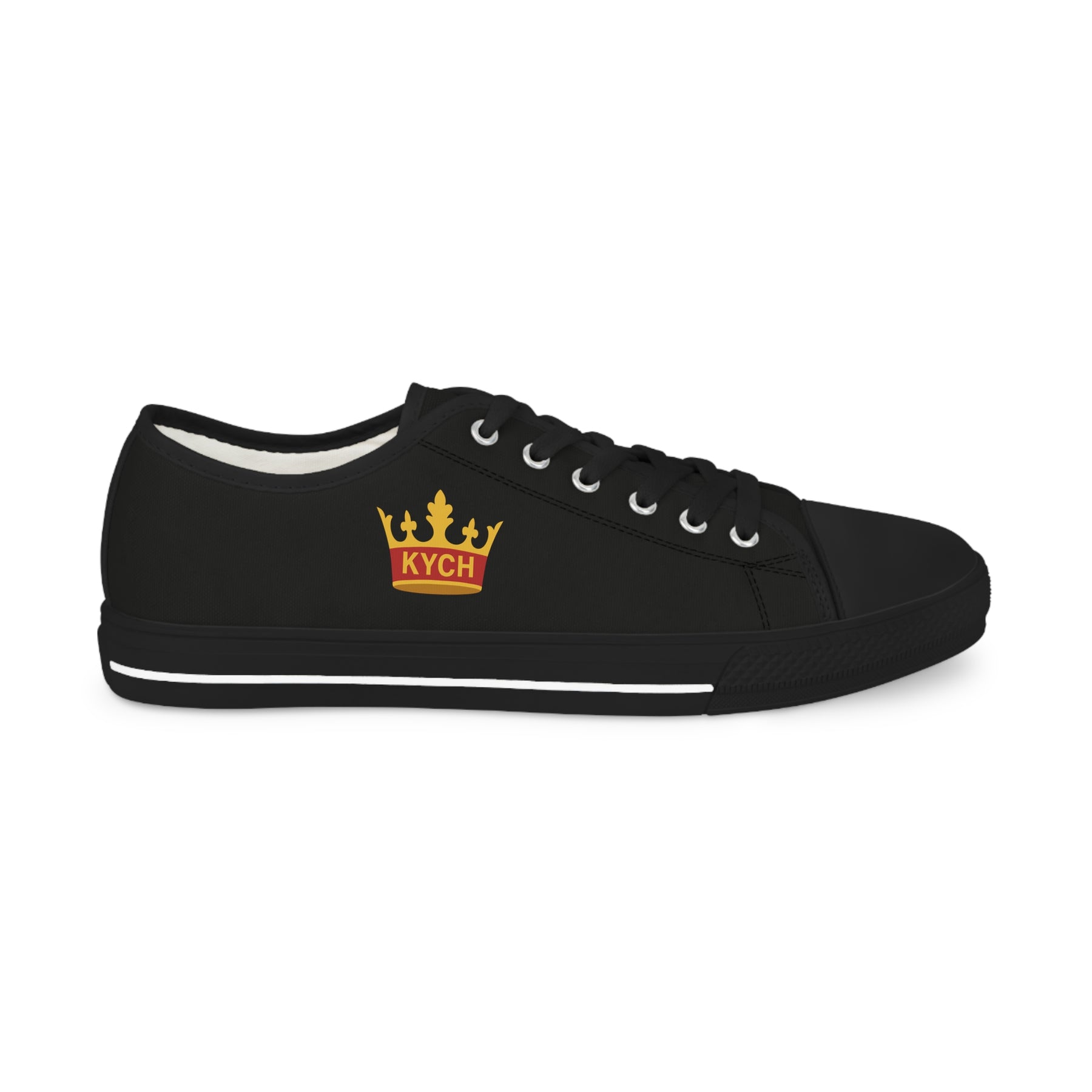 KYCH Sneaker - Low Top Sneaker Black & White Golden Emblem - Bricks Masons